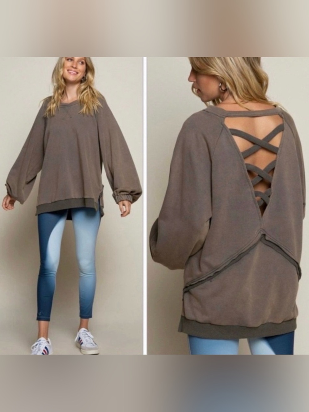 POL Crisscross Open-Back Fairy Grunge Pullover Sweatshirt Goblincore Sz M